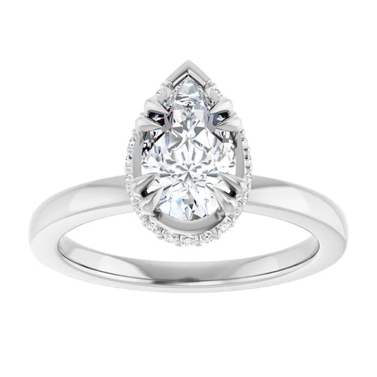 14K White Gold 1.14 CTW Pear Hidden Halo Solitaire Lab Grown Diamond Engagement Ring