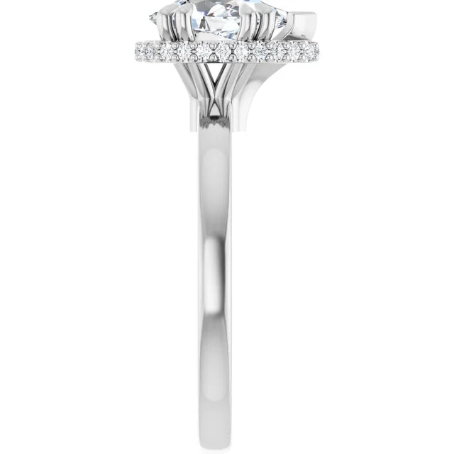 14K White Gold 1.14 CTW Pear Hidden Halo Solitaire Lab Grown Diamond Engagement Ring