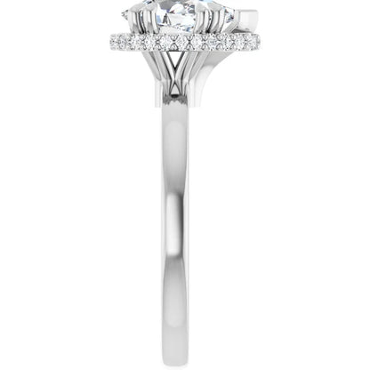 14K White Gold 1.14 CTW Pear Hidden Halo Solitaire Lab Grown Diamond Engagement Ring