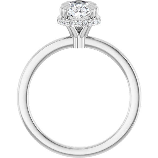 14K White Gold 1.14 CTW Pear Hidden Halo Solitaire Lab Grown Diamond Engagement Ring