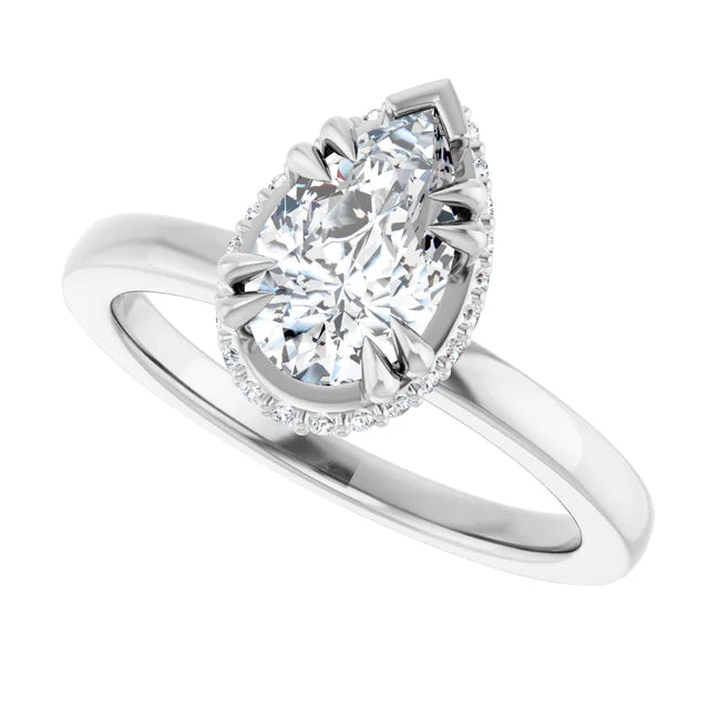 14K White Gold 1.14 CTW Pear Hidden Halo Solitaire Lab Grown Diamond Engagement Ring