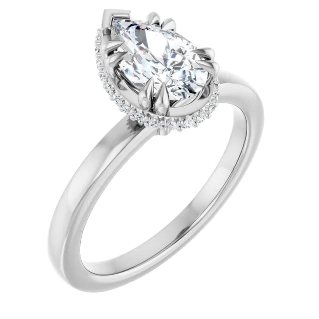 14K White Gold 1.14 CTW Pear Hidden Halo Solitaire Lab Grown Diamond Engagement Ring
