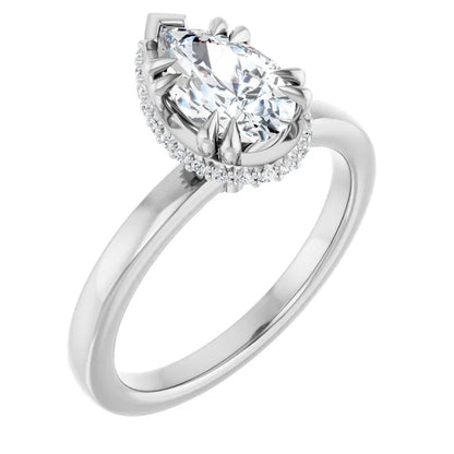 14K White Gold 1.14 CTW Pear Hidden Halo Solitaire Lab Grown Diamond Engagement Ring