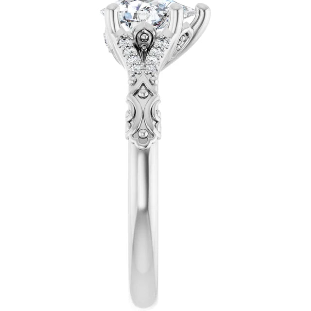 14K White Gold 1.14 CTW Pear Solitaire Sculptural Lab Grown Diamond Engagement Ring