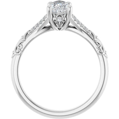 14K White Gold 1.14 CTW Pear Solitaire Sculptural Lab Grown Diamond Engagement Ring