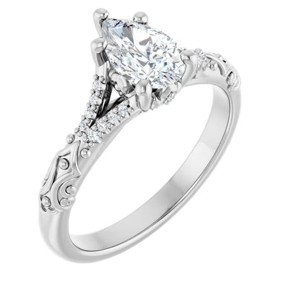 14K White Gold 1.14 CTW Pear Solitaire Sculptural Lab Grown Diamond Engagement Ring
