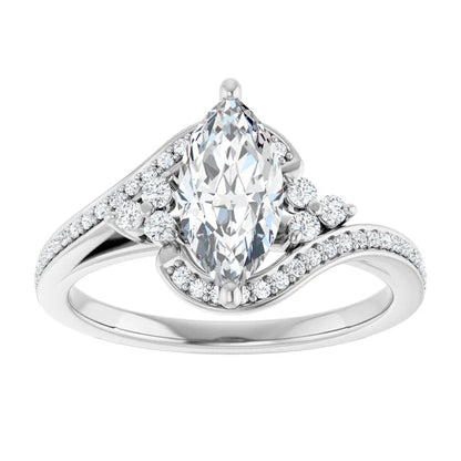 14K White Gold 1.16 CTW Marquise Bypass Pavé Lab Grown Diamond Engagement Ring