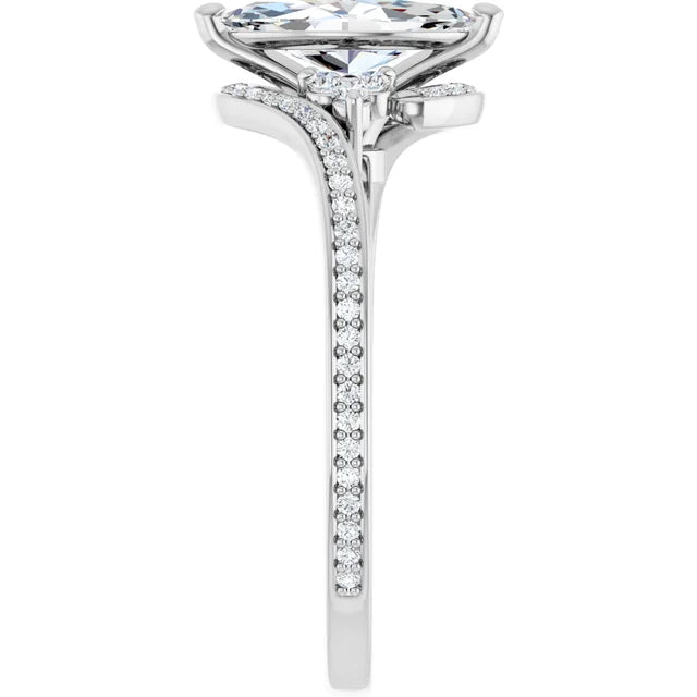 14K White Gold 1.16 CTW Marquise Bypass Pavé Lab Grown Diamond Engagement Ring
