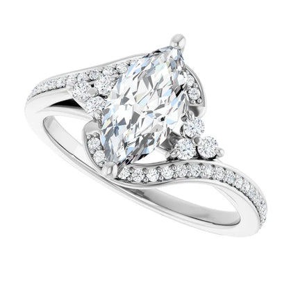 14K White Gold 1.16 CTW Marquise Bypass Pavé Lab Grown Diamond Engagement Ring