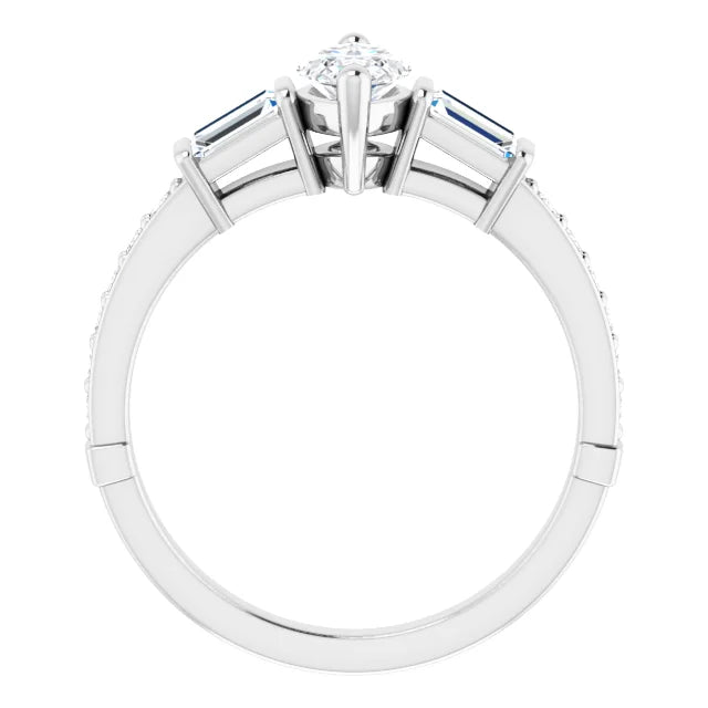 14K White Gold 1.16 CTW Marquise Three-Stone Pavé Lab Grown Diamond Engagement Ring