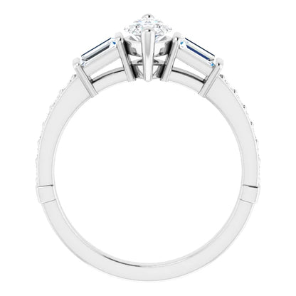 14K White Gold 1.16 CTW Marquise Three-Stone Pavé Lab Grown Diamond Engagement Ring
