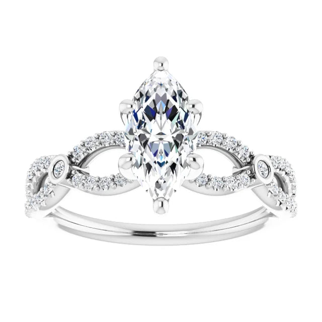 14K White Gold 1.17 CTW Marquise Twisted Pavé Lab Grown Diamond Engagement Ring