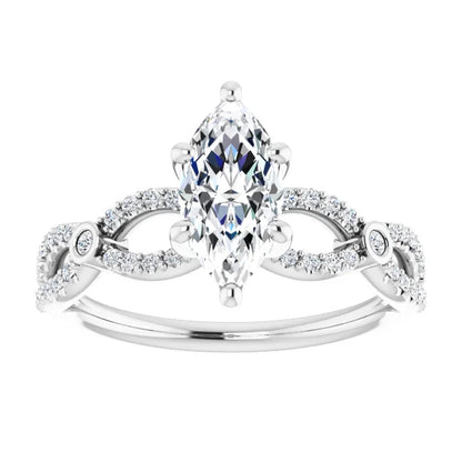 14K White Gold 1.17 CTW Marquise Twisted Pavé Lab Grown Diamond Engagement Ring