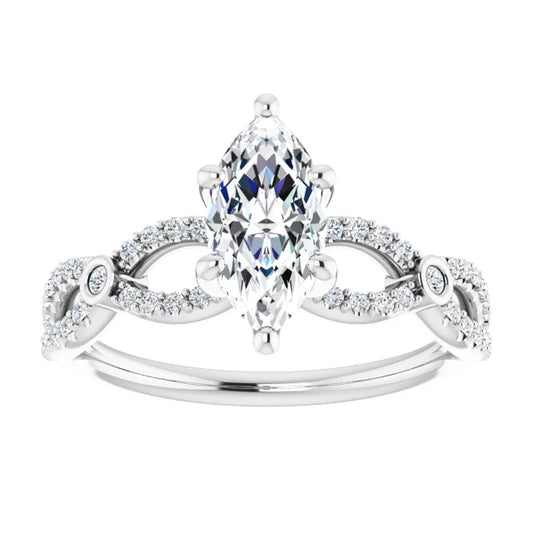 14K White Gold 1.17 CTW Marquise Twisted Pavé Lab Grown Diamond Engagement Ring