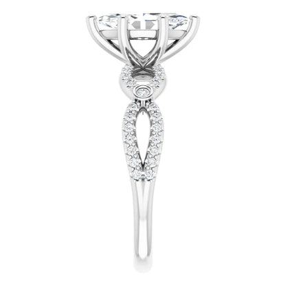14K White Gold 1.17 CTW Marquise Twisted Pavé Lab Grown Diamond Engagement Ring