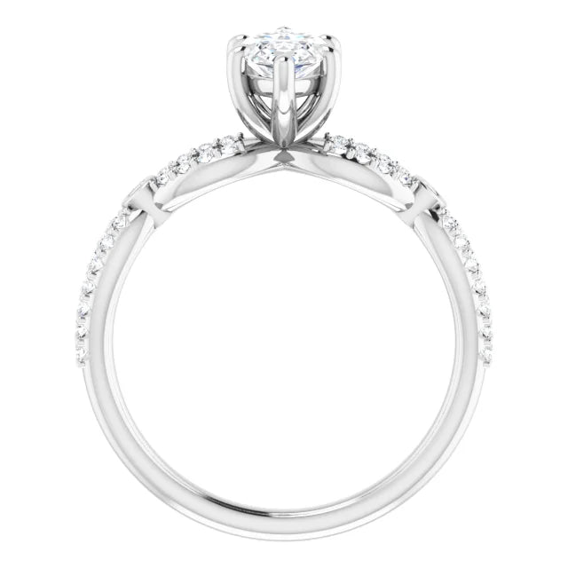 14K White Gold 1.17 CTW Marquise Twisted Pavé Lab Grown Diamond Engagement Ring