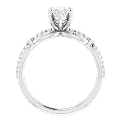 14K White Gold 1.17 CTW Marquise Twisted Pavé Lab Grown Diamond Engagement Ring