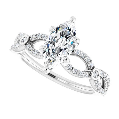 14K White Gold 1.17 CTW Marquise Twisted Pavé Lab Grown Diamond Engagement Ring