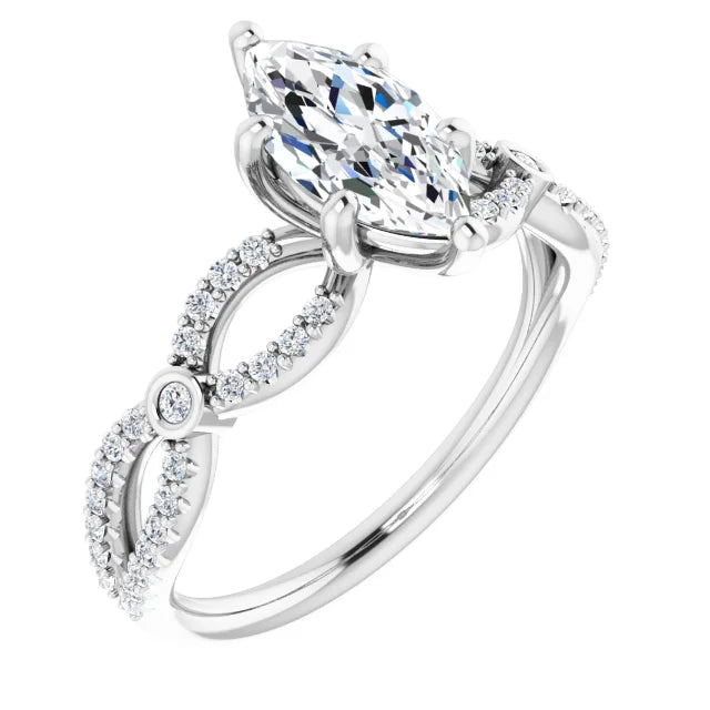 14K White Gold 1.17 CTW Marquise Twisted Pavé Lab Grown Diamond Engagement Ring