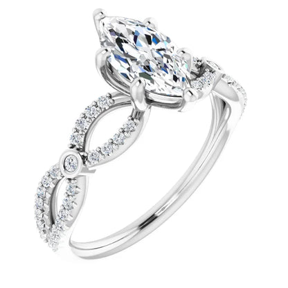 14K White Gold 1.17 CTW Marquise Twisted Pavé Lab Grown Diamond Engagement Ring