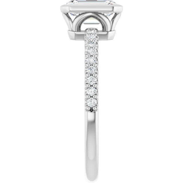 14K White Gold 1.19 CTW Emerald Bezel Lab Grown Diamond Engagement Ring-diamondnetjewellery