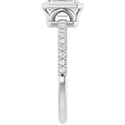 14K White Gold 1.19 CTW Emerald Bezel Lab Grown Diamond Engagement Ring-diamondnetjewellery