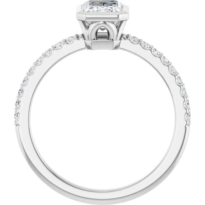 14K White Gold 1.19 CTW Emerald Bezel Lab Grown Diamond Engagement Ring-diamondnetjewellery