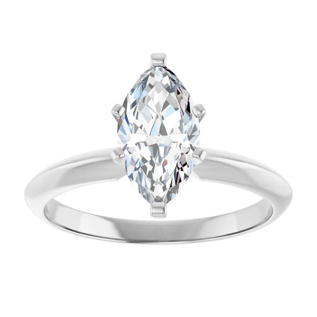 14K White Gold 1.20 CTW Marquise Six Prong Solitaire Diamond Engagement Ring