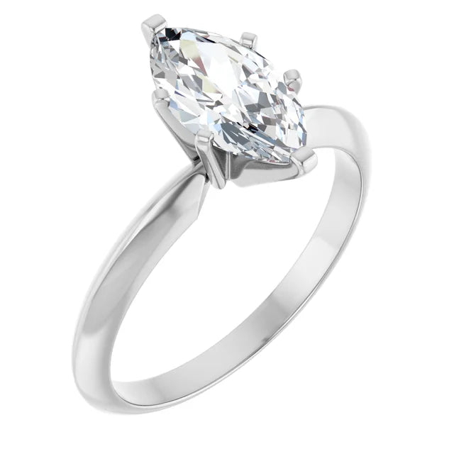 14K White Gold 1.20 CTW Marquise Six Prong Solitaire Diamond Engagement Ring