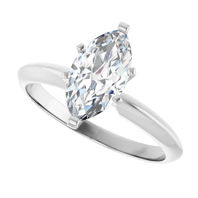 14K White Gold 1.20 CTW Marquise Six Prong Solitaire Diamond Engagement Ring