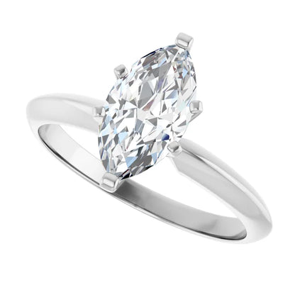 14K White Gold 1.20 CTW Marquise Six Prong Solitaire Diamond Engagement Ring