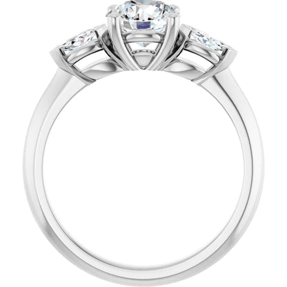 14K White Gold 1.20 CTW Round & Marquise Three-Stone Diamond Engagement Ring