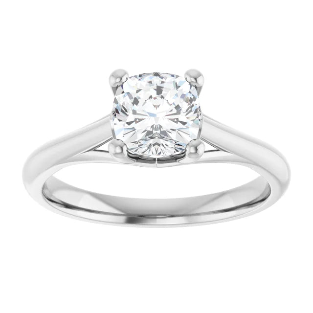 14K White Gold 1.21 CTW Cushion Solitaire Diamond Engagement Ring