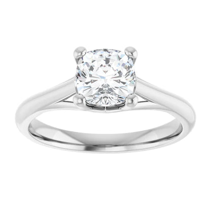 14K White Gold 1.21 CTW Cushion Solitaire Diamond Engagement Ring