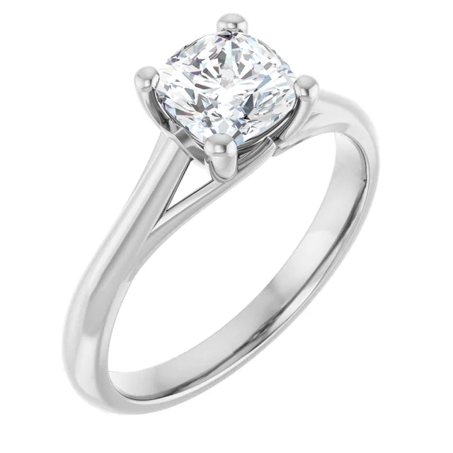14K White Gold 1.21 CTW Cushion Solitaire Diamond Engagement Ring