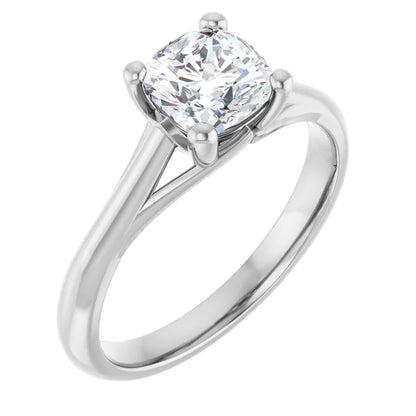 14K White Gold 1.21 CTW Cushion Solitaire Diamond Engagement Ring