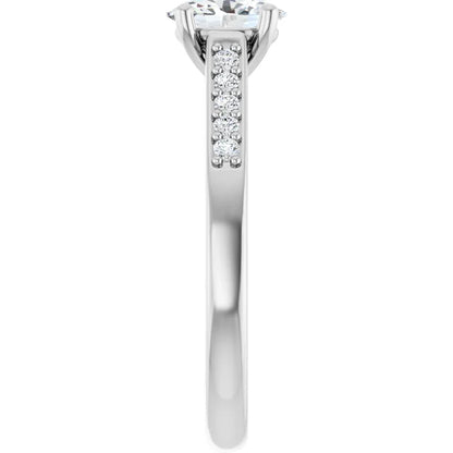 14K White Gold 1.21 CTW Oval Sculptural Lab Grown Diamond Engagement Ring