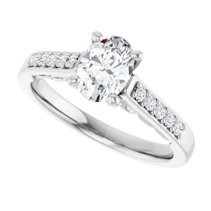 14K White Gold 1.21 CTW Oval Sculptural Lab Grown Diamond Engagement Ring