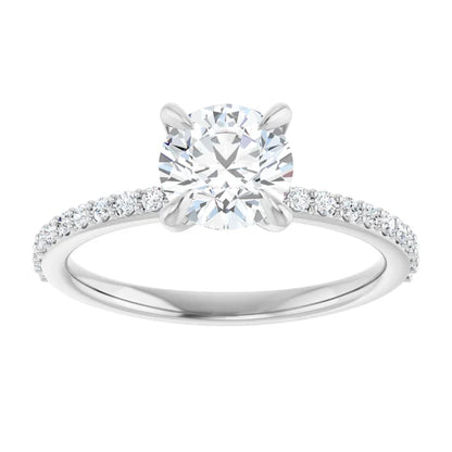 14K White Gold 1.22 CTW Pave Round Solitaire Diamond Engagement Ring