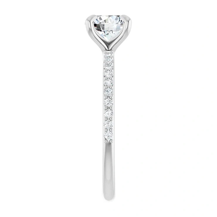 14K White Gold 1.22 CTW Pave Round Solitaire Diamond Engagement Ring