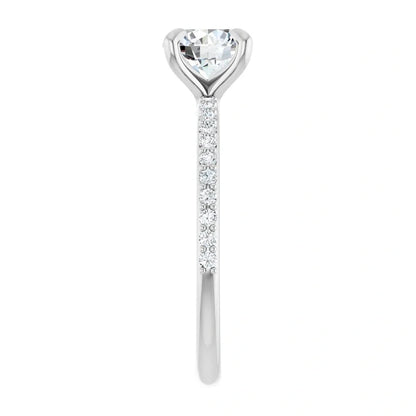14K White Gold 1.22 CTW Pave Round Solitaire Diamond Engagement Ring