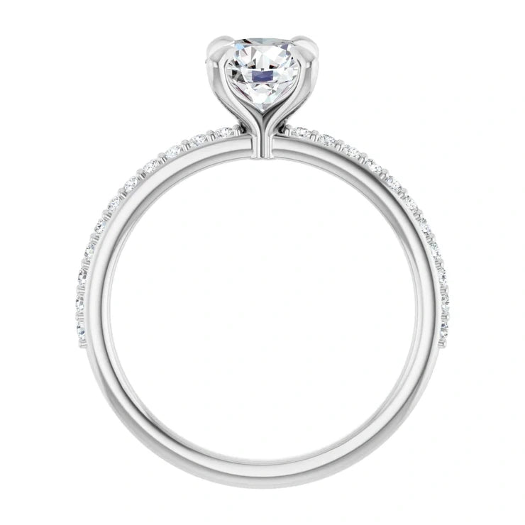 14K White Gold 1.22 CTW Pave Round Solitaire Diamond Engagement Ring