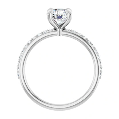 14K White Gold 1.22 CTW Pave Round Solitaire Diamond Engagement Ring