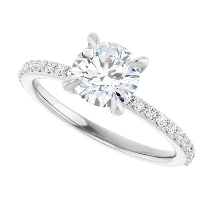 14K White Gold 1.22 CTW Pave Round Solitaire Diamond Engagement Ring