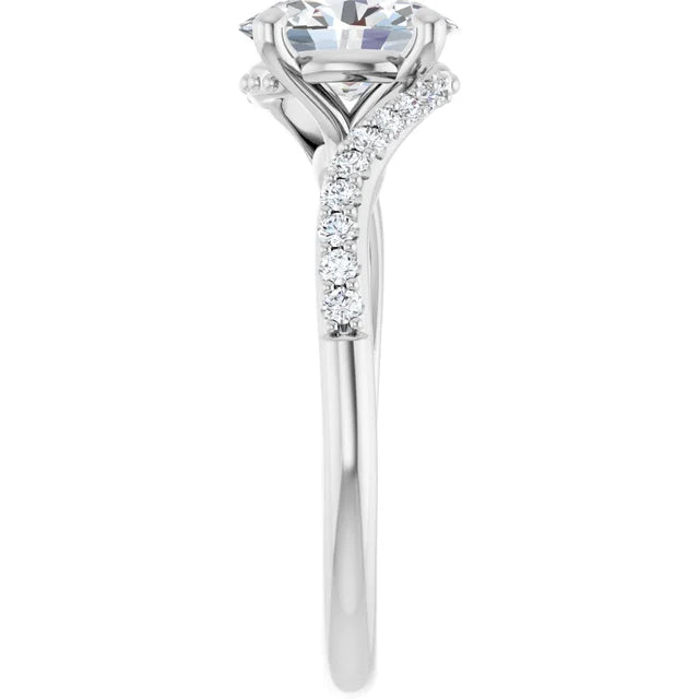 14K White Gold 1.23 CTW Oval Solitaire Bypass Pavé Lab Grown Diamond Engagement Ring 