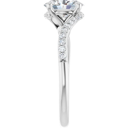 14K White Gold 1.23 CTW Oval Solitaire Bypass Pavé Lab Grown Diamond Engagement Ring 