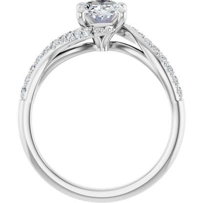 14K White Gold 1.23 CTW Oval Solitaire Bypass Pavé Lab Grown Diamond Engagement Ring 