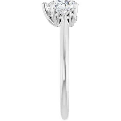 14K White Gold 1.23 CTW Pear Three Stone Cluster Lab Grown Diamond Engagement Ring