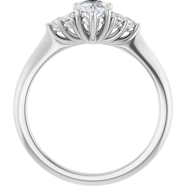 14K White Gold 1.23 CTW Pear Three Stone Cluster Lab Grown Diamond Engagement Ring