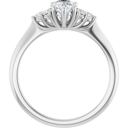 14K White Gold 1.23 CTW Pear Three Stone Cluster Lab Grown Diamond Engagement Ring
